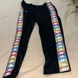 Kappa Kids Black Joggers with Multicolor Side Stripes